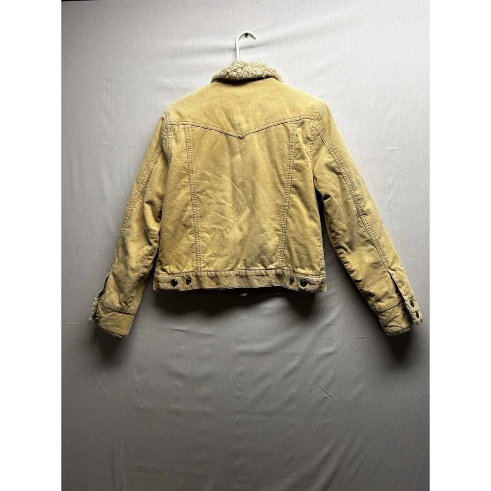 Aeropostale Corduroy Jacket Tan Sherpa Trim Medium Womens